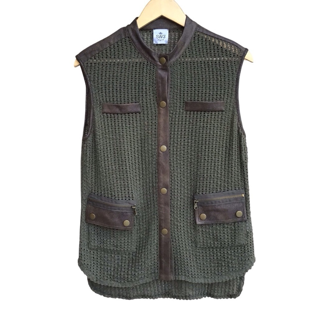 SW3 Bespoke Olive Green Mesh Sleeveless Top NEW